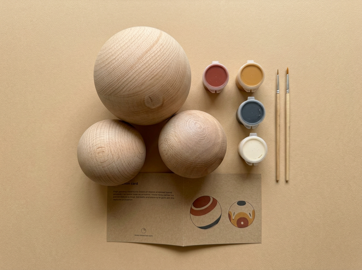 Drie onbeschilderde Paintabollen: twee van 10 cm en één van 15 cm